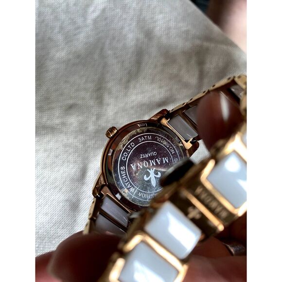 MAMONA Rose Gold Chronograph Wristwatch- Mother of Pearl Watch Face - Picture 3 of 8